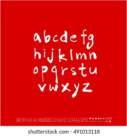 Hand drawn alphabet & number - vector