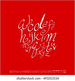 Hand drawn alphabet & number - vector