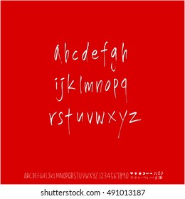 Hand drawn alphabet & number - vector