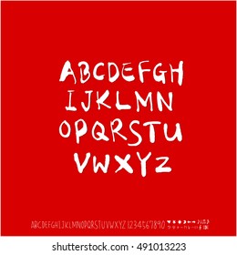 Hand drawn alphabet & number - vector