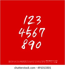 Hand drawn alphabet & number - vector