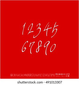 Hand drawn alphabet & number - vector
