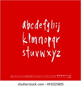 Hand drawn alphabet & number - vector