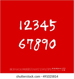 Hand drawn alphabet & number - vector
