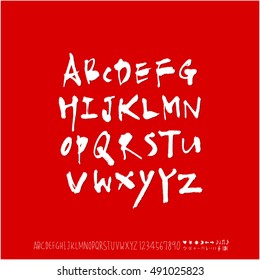 Hand drawn alphabet & number - vector