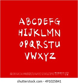 Hand drawn alphabet & number - vector