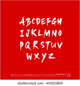 Hand drawn alphabet & number - vector
