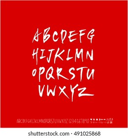 Hand drawn alphabet & number - vector