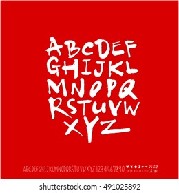 Hand drawn alphabet & number - vector