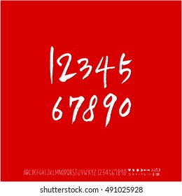 Hand drawn alphabet & number - vector