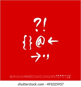 Hand drawn alphabet & number - vector