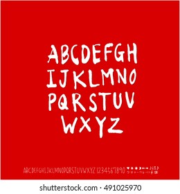 Hand drawn alphabet & number - vector