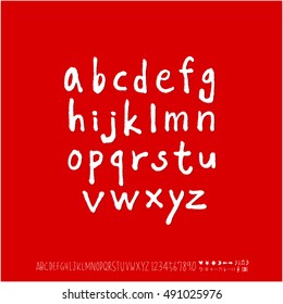 Hand drawn alphabet & number - vector