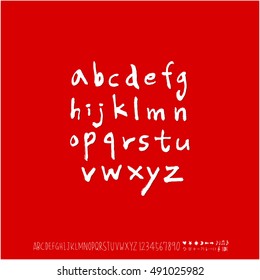 Hand drawn alphabet & number - vector
