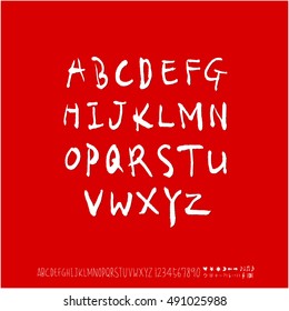 Hand drawn alphabet & number - vector