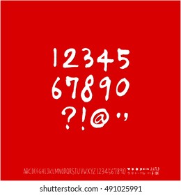 Hand drawn alphabet & number - vector