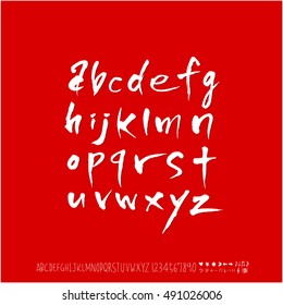 Hand drawn alphabet & number - vector