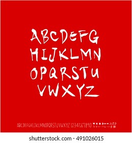 Hand drawn alphabet & number - vector