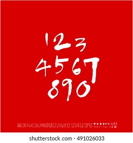 Hand drawn alphabet & number - vector