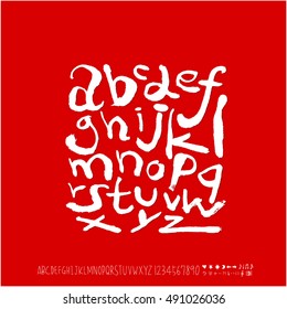 Hand drawn alphabet & number - vector