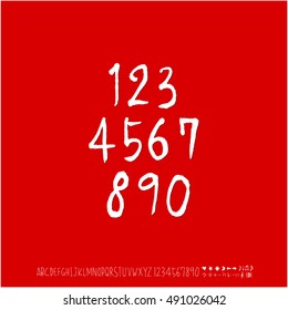 Hand drawn alphabet & number - vector