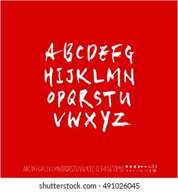 Hand drawn alphabet & number - vector