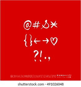 Hand drawn alphabet & number - vector