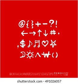 Hand drawn alphabet & number - vector