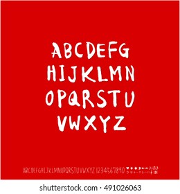 Hand drawn alphabet & number - vector