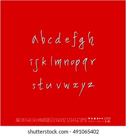 Hand drawn alphabet & number - vector
