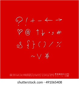 Hand drawn alphabet & number - vector