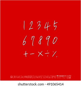 Hand drawn alphabet & number - vector