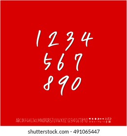 Hand drawn alphabet & number - vector
