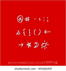 Hand drawn alphabet & number - vector