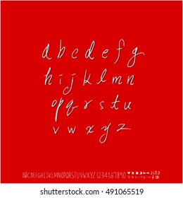 Hand drawn alphabet & number - vector
