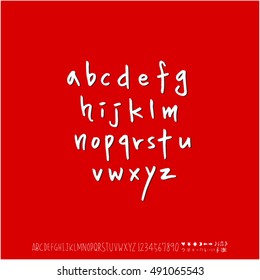 Hand drawn alphabet & number - vector
