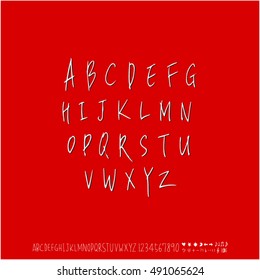 Hand drawn alphabet & number - vector