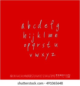 Hand drawn alphabet & number - vector