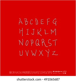 Hand drawn alphabet & number - vector