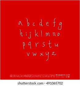 Hand drawn alphabet & number - vector