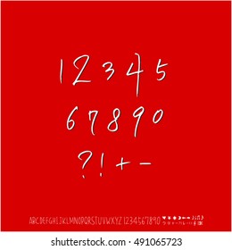 Hand drawn alphabet & number - vector