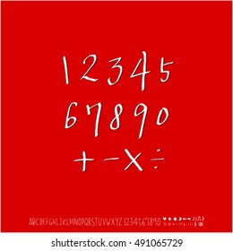 Hand drawn alphabet & number - vector