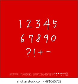 Hand drawn alphabet & number - vector