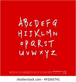 Hand drawn alphabet & number - vector