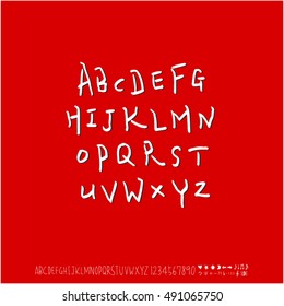 Hand drawn alphabet & number - vector