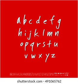 Hand drawn alphabet & number - vector