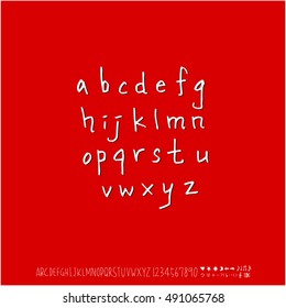 Hand drawn alphabet & number - vector