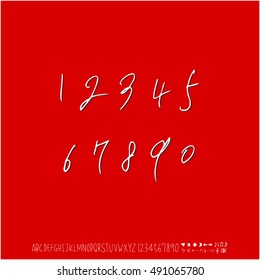Hand drawn alphabet & number - vector