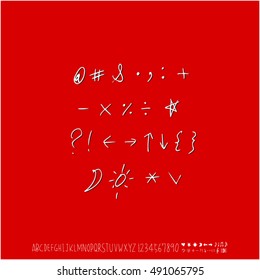 Hand drawn alphabet & number - vector