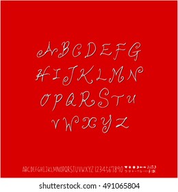 Hand drawn alphabet & number - vector